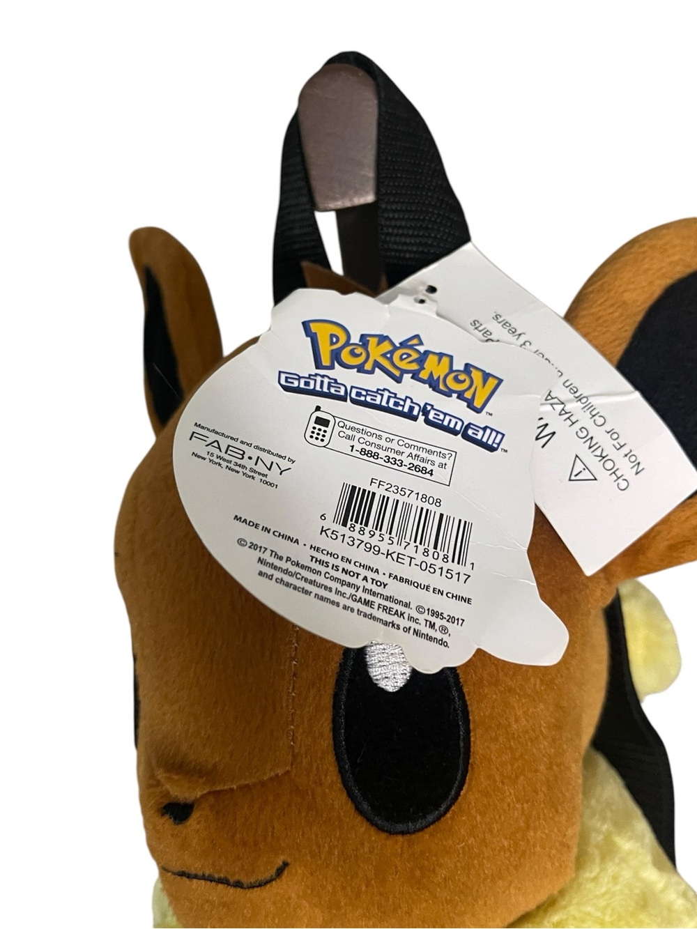 NWT Authentic Eevee Plush Backpack – Cute & Soft Pokémon Character Bag - Picture 6 of 9